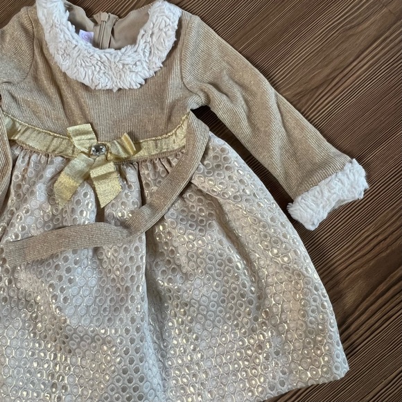 Bonnie Baby 18M Gold Formal Dress Long-Sleeve - Picture 2 of 7